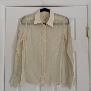JCrew Clip dot blouse. Ivory and mustard/gold. 100% cotton. Size 4 .